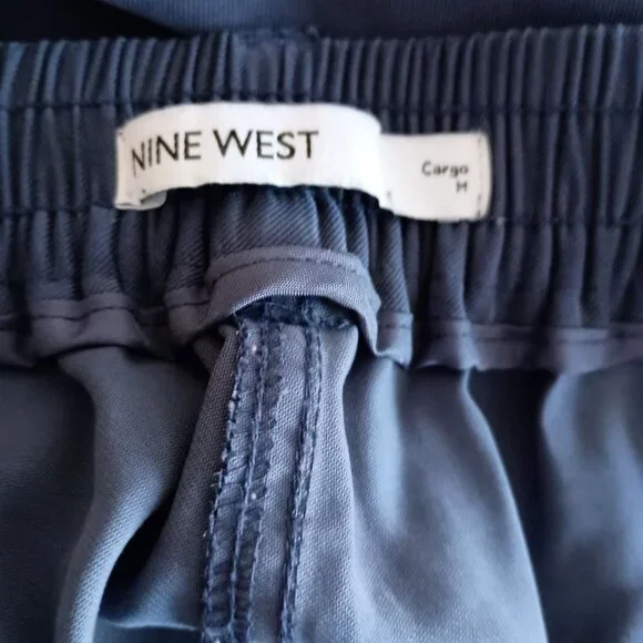 Nine West Women Blue Relaxed Fit Pants Size M Half Elastic Waist Casual - Picture 7 of 8